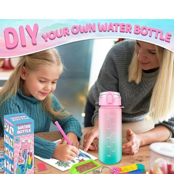 EDsportshouse Decorate your own Water bottle NWT leak proof includes bottle deco - Picture 2 of 10